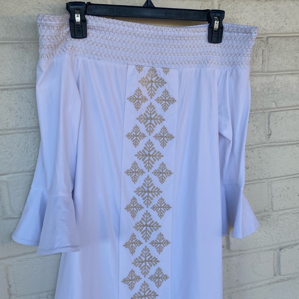 NWT Cabana Life White Embroidered Off The Shoulder Dress S - Picture 3 of 10
